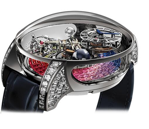 Review Jacob & Co Replica AT800.40.BD.UD.A Astronomia Tourbillon Baguette Rainbow Sapphires watch - Click Image to Close